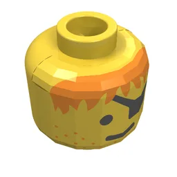 Minifig Head Pirate, Eyepatch, Stubble and Reddish-Brown Hair Print [Blocked Open Stud] / Yellow