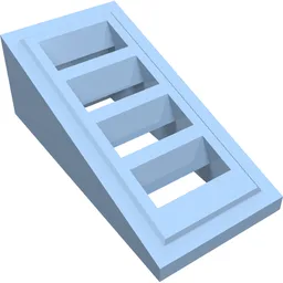 Brick Sloped 18° 2 x 1 x 2/3 with 4 Slots / Grate / Bright Light Blue