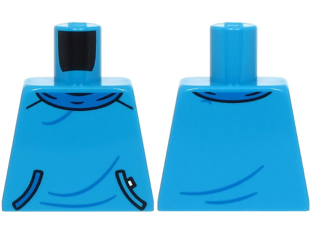 Lego Torso Sweatshirt with Pocket, Blue Collar and Creases Pattern (BAM)