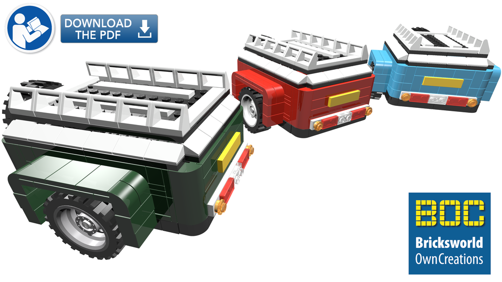 Lego MOC Download BOC-B-B/G/R Digital building manual Luggage Trailer Darkazur/Green/Red for Creator set 10220, 10242 and 10252