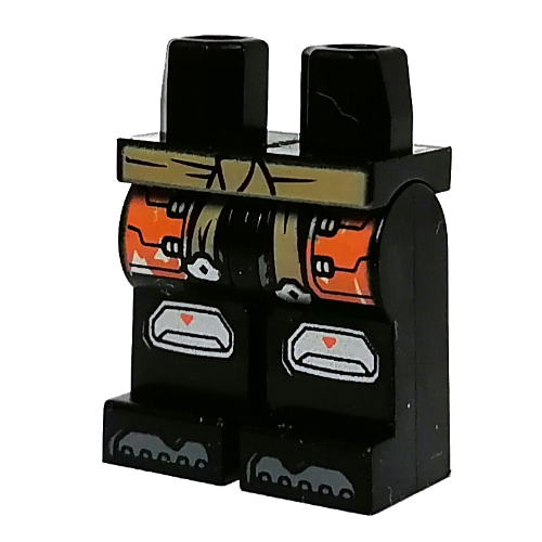 Lego Hips and Black Legs with Orange Pockets, Silver Knee Pads print (Cole) / Black