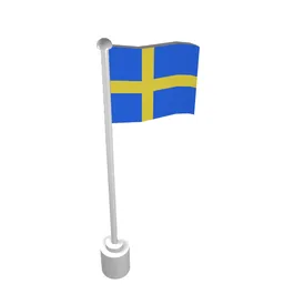 Flag on Flagpole with Sweden Print / White