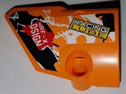 Technic, Panel Fairing # 1 Small Smooth Short, Side A with 'RACING LUBE' and 'GRF-X DSIGN' and Black, Orange and White Pattern (Sticker) - Set 42007