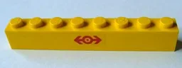 Brick 1 x 8 with Train Logo Red Pattern (Sticker) - Set 4552
