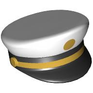 Lego Hat, Captain's Cap with White Top, Gold Stripe, Dot print