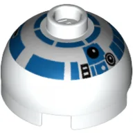 Brick Round 2 x 2 Dome Top with Silver and Blue Print (R2-D2)