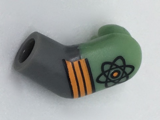 Lego Arm, Left with Molded Sand Green Short Sleeve and Printed Atom and Orange Stripes Pattern