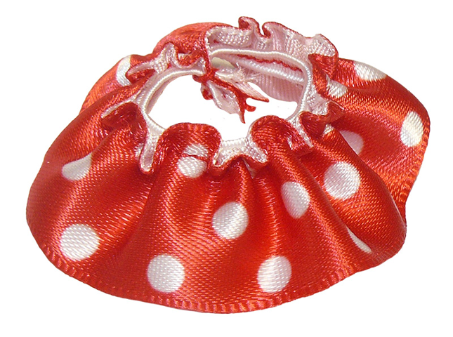 Lego Duplo Wear Cloth Skirt Satin with Large White Polka Dots Pattern, Knee Length (18mm) / Red