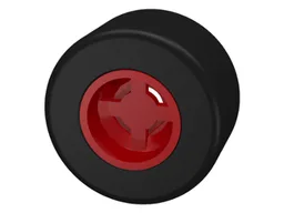 Wheel 8mm D. x 9mm for Slicks, Hole Notched for Wheels Holder Pin with Black Tire Smooth Small Wide Slick (30027b / 30028) / Red