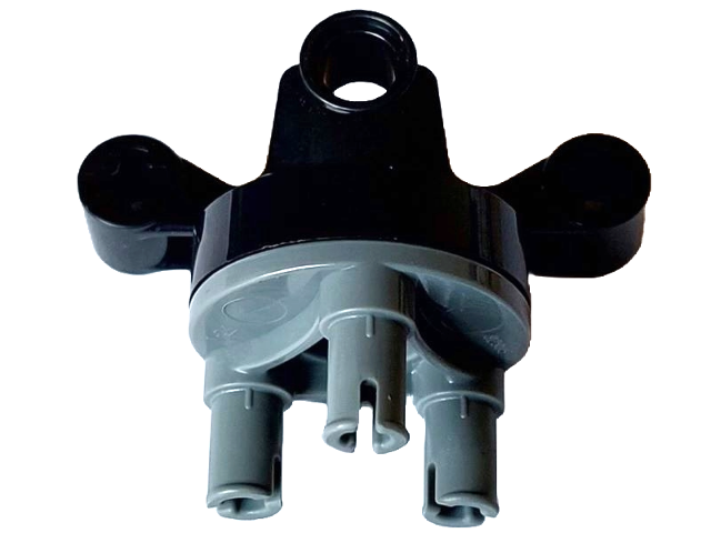 Lego Technic, Steering Axle with 2 Pin Holes and 2 Arms with Axle Holes without Slots (Reinforced) with Dark Bluish Gray Wheel Hub 3 Pins Round (65766 / 92909)