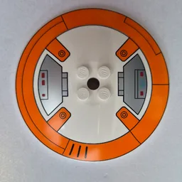 Dish 8 x 8 Inverted [Radar] with Orange Band, Dark Bluish Grey Droid Plating Print (BB-8 Right Side)