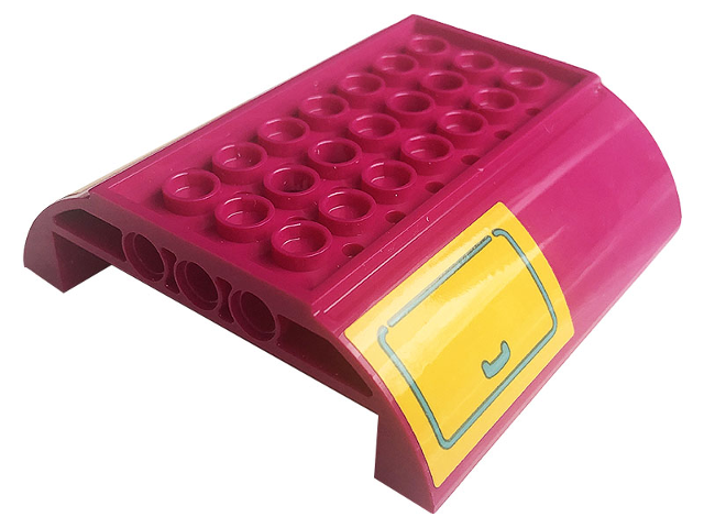 Lego Slope, Curved 8 x 8 x 2 Inverted Double with Medium Azure Hatch with Handle on Bright Light Orange Background Pattern on Both Sides (Stickers) - Set 41256
