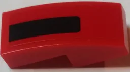Slope, Curved 2 x 1 x 2/3 with Black Stripe on Red Background Pattern Model Left Side (Sticker) - Set 75908