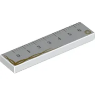 Tile 1 x 4 with Ruler with Gold Trim Print