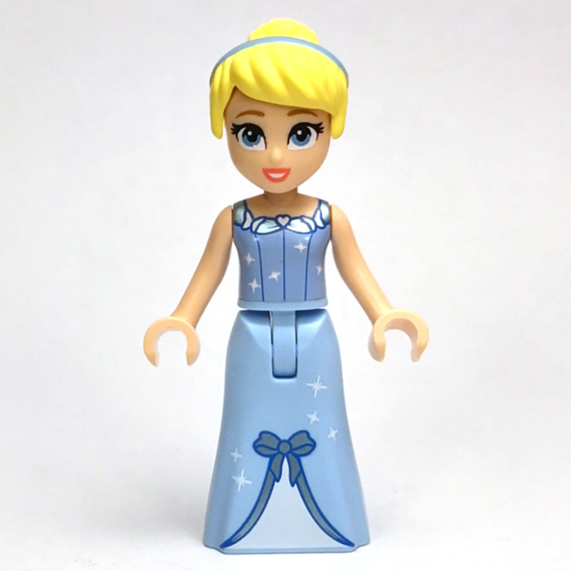 Lego Cinderella - Bright Light Blue Dress, White Under-Dress - Thin Hinge, Hair Band