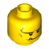Lego Minifig Head Axl, Dual Sided, Smile with Tooth / Frown Angry Print [Hollow Stud] / Yellow