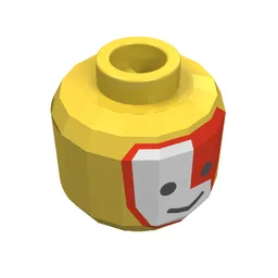 Minifig Head Islander, Face Paint with Red and White War Paint Print [Blocked Open Stud]