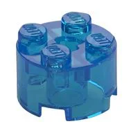 Brick Round 2 x 2 with Axle Hole / Trans-Dark Blue