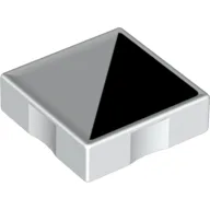Duplo Tile 2 x 2 with Shape Black 1/2 Square Print / White