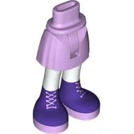 Minidoll Hips and Short Skirt with White Legs, Dark Purple Boots, Lavender Laces Print / Lavender