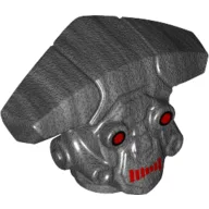 Minifig Head Special, Droid with Red Eyes and Mouth Print (M-OC Hunter Droid) / Pearl Titanium
