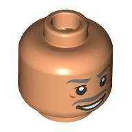 Minifig Head The Wizard, Dark Bluish Grey Eyebrows, Moustache, Open Mouth Smile / Nougat