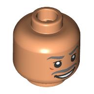 Lego Minifig Head The Wizard, Dark Bluish Grey Eyebrows, Moustache, Open Mouth Smile / Nougat