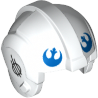 Lego Helmet Rebel Pilot, Center Ridge with Blue Rebels Symbol print / White