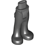 Lego Minidoll Hips and Trousers with Back Pockets and Black Boots Print [Thick Hinge] / Dark Bluish Gray