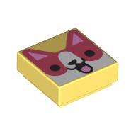 Lego Tile 1 x 1 with Fox, Open Mouth Smile print / Bright Light Yellow