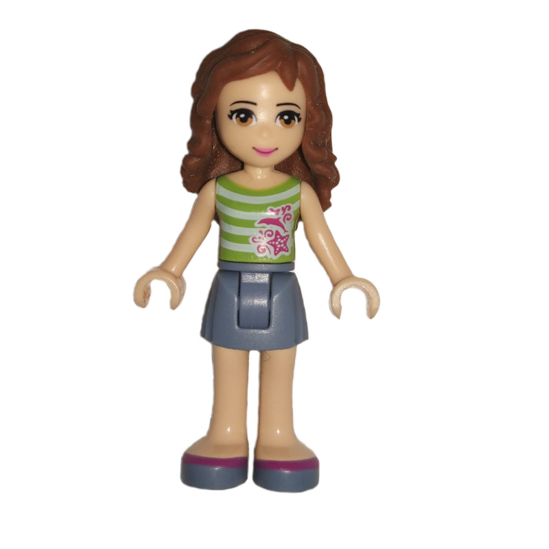 Lego Olivia - White/Lime top, Sand Blue Skirt