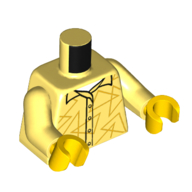 Lego Torso Shirt, Buttons, Yellow Triangles print, Bright Light Yellow Arms, Yellow Hands / Bright Light Yellow