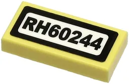 Tile 1 x 2 with 'RH60244' Pattern (Sticker) - Set 60244 / Bright Light Yellow