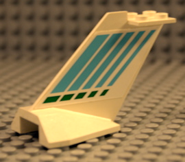 Lego Tail Wedge with Light Blue & Green Stripes Pattern on Both Sides (Stickers) - Set 2532