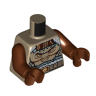 Lego Torso, Monkey Face, Sand Blue Decorations print, Reddish Brown Arms, Reddish Brown Hands / Dark Tan