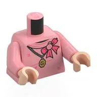 Torso, Dark Pink Ribbon, Gold Necklace with Pendant Print, Warm Pink Arms, Light Nougat Hands / Warm Pink