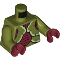 Torso Galaxy Squad Mosquitoid with Dark Red, Yellowish Green and Black Exoskeleton Print, Olive Green Arms, Dark Red Hands / Olive Green