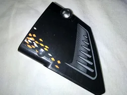 Technic, Panel Fairing #13 Large Short Smooth, Side A with Air Intake and White and Orange Rhombuses Pattern (Sticker) - Set 9398
