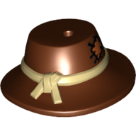 Lego Hat Wide Brimmed with Knotted Tan Band and Patch Print / Reddish Brown