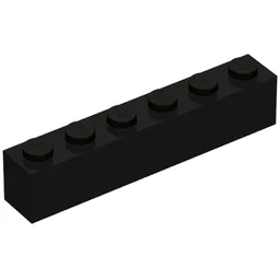 Brick 1 x 6 without Bottom Tubes, with 2 Raised Cross Supports / Black