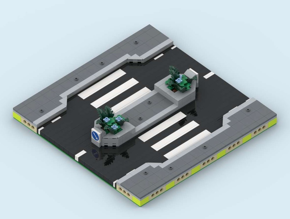 Lego MILS Road Straight Road Variant with Zebra Crossing (Variant 1) 20 Studs Wide