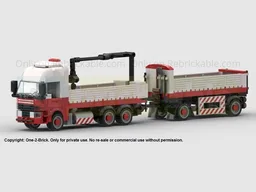 Building material truck with crane and trailer