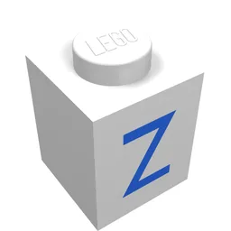 Brick 1 x 1 with Blue Z Print / White