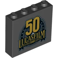Brick 1 x 4 x 3 with '50 LUCASFILM Ltd' Print / Black