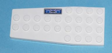 Lego Wedge, Plate 4 x 9 without Stud Notches with Blue Target Screen Pattern Model Right Side (Sticker) - Set 7676