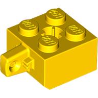 Lego Hinge Brick 2 x 2 Locking with 1 Finger Vertical and Axle Hole [X Opening] / Yellow