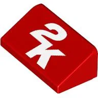 Brick Sloped 30° 1 x 2 x 2/3 with White 2K Logo / Red