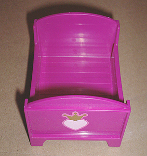 Lego Duplo, Doll Furniture Bed Small with Bright Pink Heart with Gold Crown Pattern (Sticker) - Set 4822