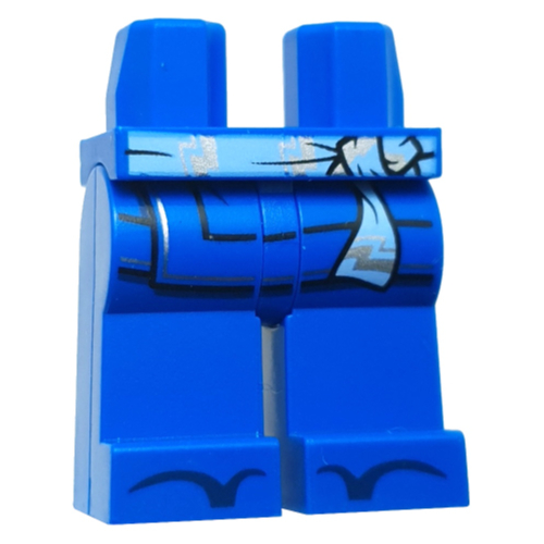 Lego Hips and Blue Legs with Robe Ends, Black/Silver Trim, Bright Light Blue Sash print / Blue