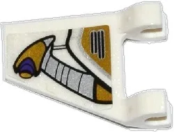 Flag 2 x 2 Trapezoid with Flat Edge with Gold, Silver, and Dark Purple Aqua Jet Turbine Pattern Model Left Side (Sticker) - Set 70167